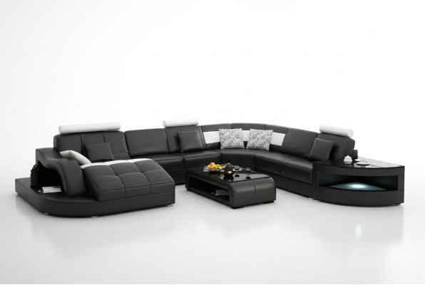 Eckcouch Design Ecksofa Wohnzimmer Möbel Lederpolster Couch Sofa Wohnlandschaft