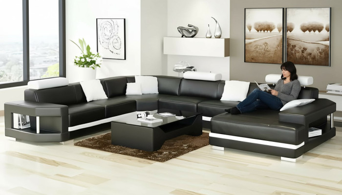 Design Moderne Wohnzimmer Ecksofa Möbel Eckcouch Lederpolster Couch