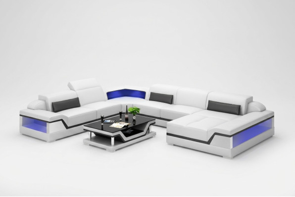 Ledersofa Ecksofa U-Form Modernes Sofa Wohnlandschaft Ledercouch