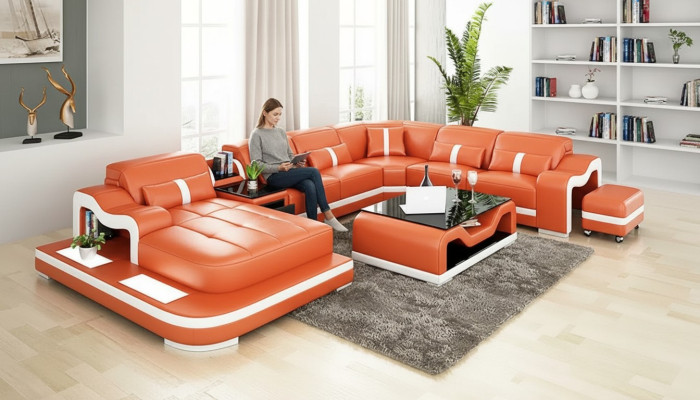 Design Ecksofa U Form Wohnlandschaft Designer Sofa Ledersofa Eckgarnitur Polster