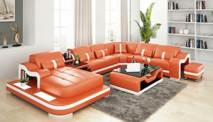 Design Ecksofa U Form Wohnlandschaft Designer Sofa Ledersofa Eckgarnitur Polster