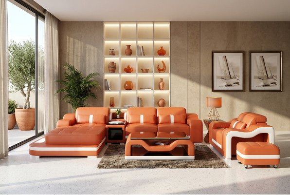 Modernes Sofa Ecksofa L Form Deko Sessel Couchtisch Hocker Ecksofa Polster