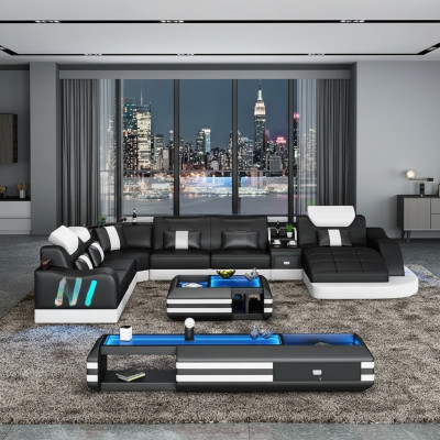 Design Wohnlandschaft Led Beleuchtete Ecksofa Couch Sofa Eckgarnitur Ledersofa