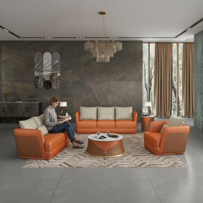Italienische Designer Wohnzimmer Möbel Ledersofa Couchgarnitur Sofa Couch Set