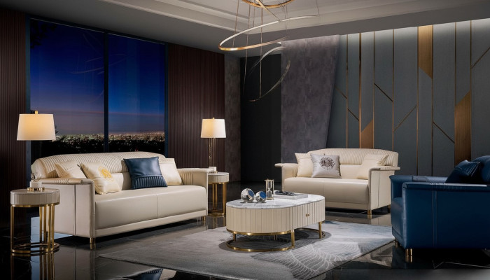 Wohnzimmer Designer-Sofa Sofagarnitur 3+2+1 Sitzer Ledersofa Modernes