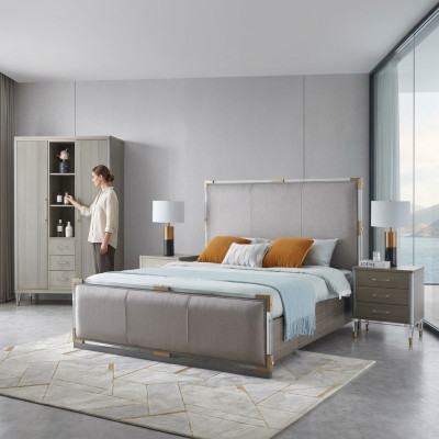 Luxus Schlafzimmer Möbel Bett 2x Nachttisch Set Betten dubai hotel möbel