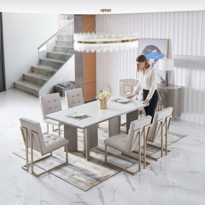 Tisch Set Garnitur Esstisch 6 Stühle Luxus Stil Möbel 8tlg Stuhl Gruppe