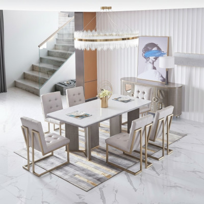 Tisch Set Garnitur Esstisch 6 Stühle Luxus Stil Möbel 8tlg Stuhl Gruppe
