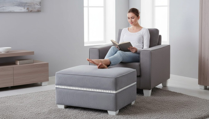 Textil Hocker Sofa Pouf Polster Beistellhocker Möbelhocker Hocker Holz