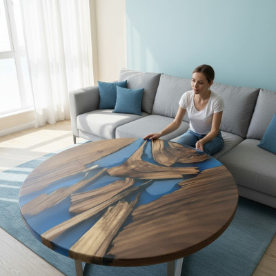 Runde Tische Esstisch Design Tisch Moderne Meer Fluss Möbel 90 cm