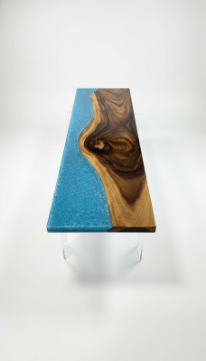 Epoxid harz esstisch echtes deko holz massive möbel wasserfall epoxy tisch