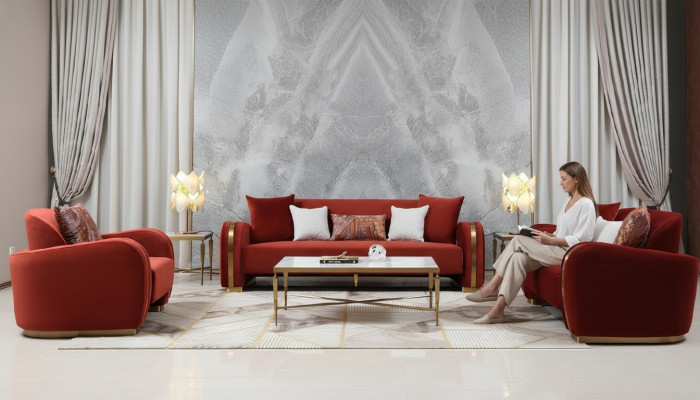 Dreisitzer Couch Polster Design Sofa 3er Sitz Sofas Textil Design Sofa Möbel Neu