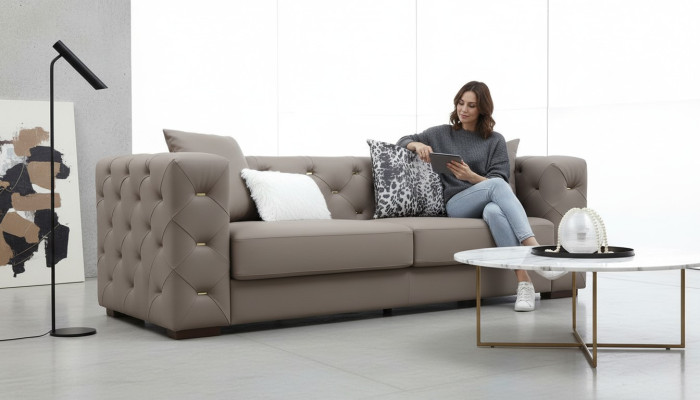 Dreisitzer Couch Polster Design Sofa Moderne Sitz Sofas Chesterfield Luxus Möbel