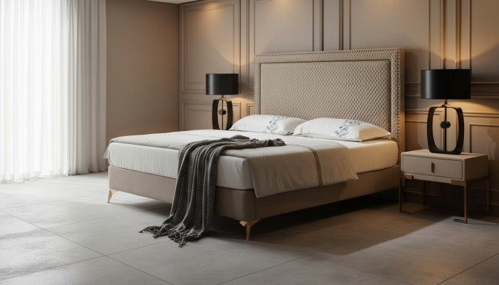 Bett 3tlg. Schlafzimmer Set Design Luxus Schlafzimmer Hotel Möbel 2x Nachttisch