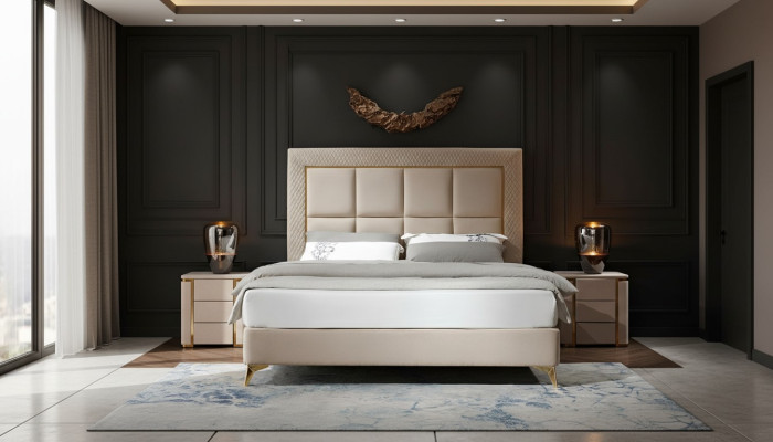 Bett 2x Nachttisch 3tlg. Schlafzimmer Set Design Luxus Schlafzimmer Komplett Neu