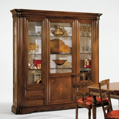 Vitrine 3 Tür Schrank Vitrinen Wohnzimmer Schränke Design Schrank Möbel Glas Neu