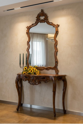 Spiegelkonsole Landhausstil Konsole Schminktisch mit Spiegel Konsolentisch Braun