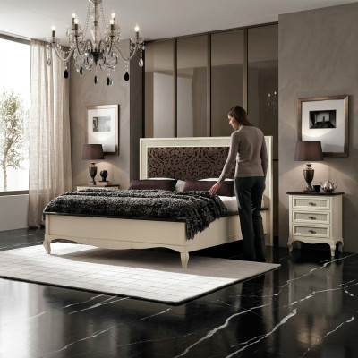Schlafzimmer Bett Nachttisch Doppelbett Polster Betten Set Gruppe Garnitur 3tlg.