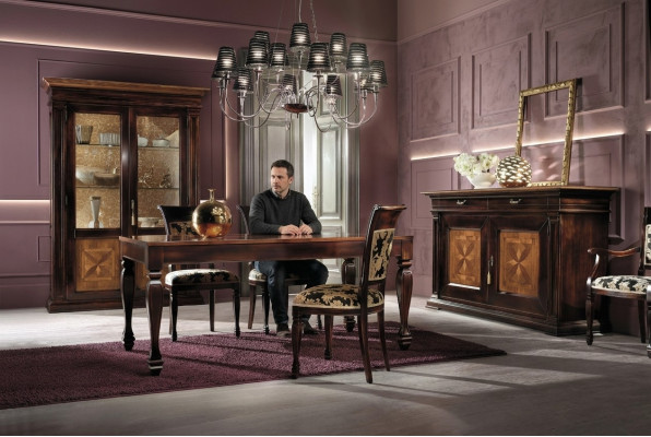 Esszimmer Set Garnitur Kommode Stühle 4x Vitrine Gruppe Essgarnitur Tisch 7tlg.