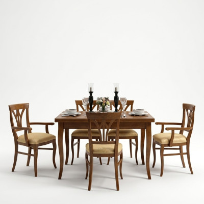 Esszimmer Set Garnitur Kommode 4x Stühle Vitrine Gruppe Essgarnitur Tisch 7tlg.