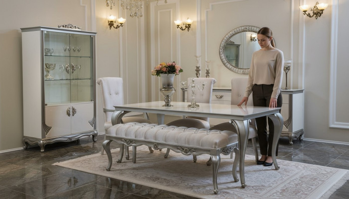 Esszimmer Set 9tlg Esstisch Stuhl Kommode Vitrine Spiegel Ess Tische Holz