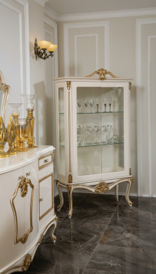Vitrinen Glas Schrank Regal Holz Vitrine Design Art déco Wohnzimmer Neu