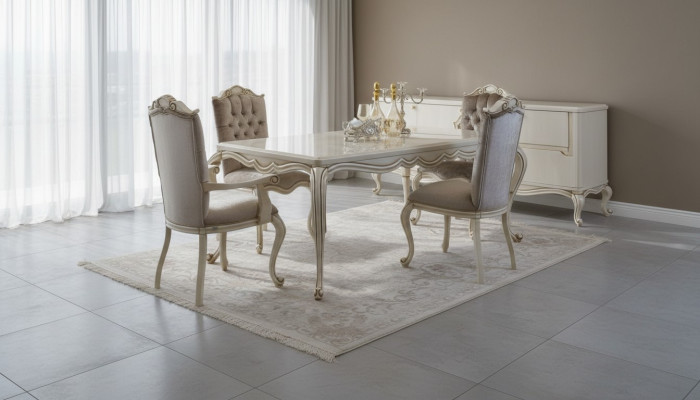 Klassisches Esstisch 4x Stühle Esszimmer Gruppe Tisch Tische Sitzgruppe 5tlg
