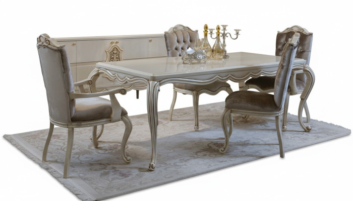 Klassisches Esstisch 4x Stühle Esszimmer Gruppe Tisch Tische Sitzgruppe 5tlg