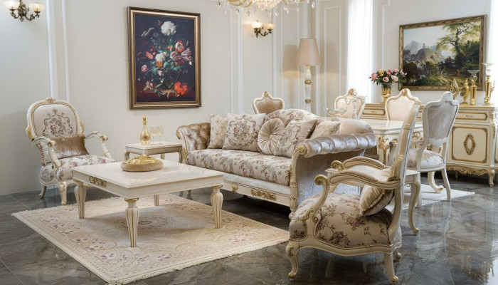 Luxus Sofagarnitur Sitzer Couchtisch Sofa Sofas Sessel Stoff Couch 4tlg.