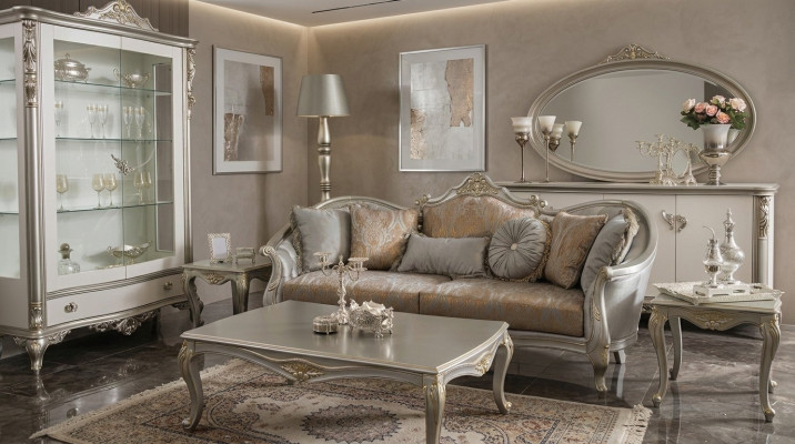 Couchen Polster Sofa Sofas 3 Sitzer Dreisitzer Wohnzimmer Graue Samt
