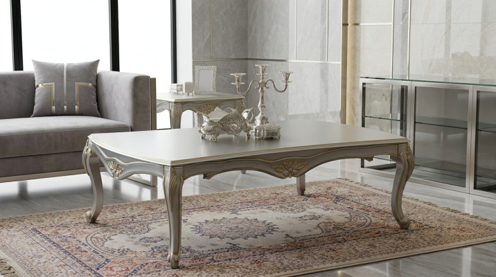 Luxus Couchtisch Klassische Couchtische Gold Silberner Tisch Holz