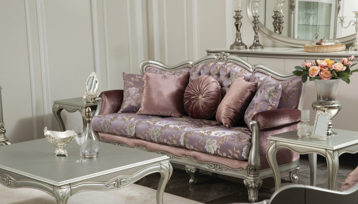 Sofa 3 Sitzer Lila Wohnzimmer Klassische Design Möbel Sofas Luxus Neu
