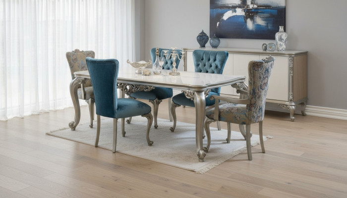 Komplett Set Esstisch 6 Stühle Esszimmer Ess Gruppe Holz Set 7tlg. Barock