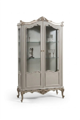 Hellgraue Vitrine Barock Rokoko Schrank Glasschrank Vitrinen Klassische