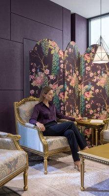 Sessel Einsitzer Luxus 1 Sitzer Polster Sitz Designer Textil Sitz Stoff Art déco