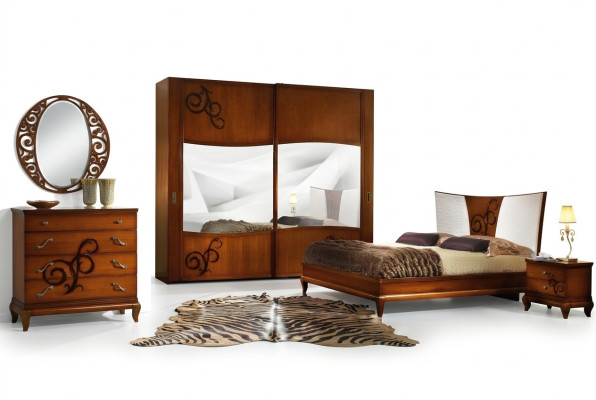 Luxus Set 3tlg. Schlafzimmer Bett Nachttisch Betten Doppel Holz Bettgestell Neu