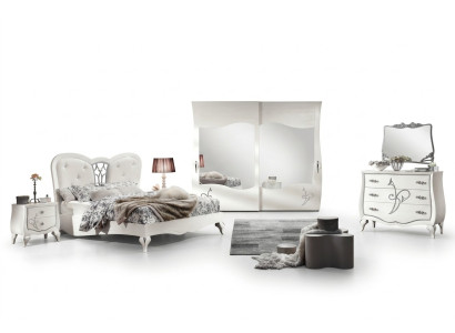 Schlafzimmer Bett Nachttisch Kleiderschrank Kommode Spiegel Neu 6tlg Luxus Set