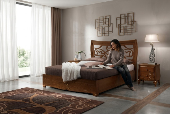 Doppelbett Betten Bettrahmen Bett Holz Doppel Schlafzimmer Braun Modern 160x200