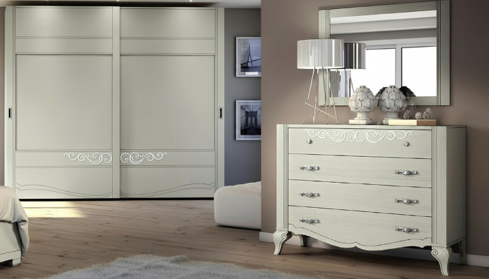 Kommode Spiegel Schrank Kommoden Regal Konsole Möbel Holzschrank Italy Set 2tlg.