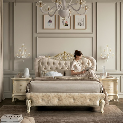 Luxus Chesterfield Bett Betten Polsterbett Doppel Italienisches Schlafzimmer Neu