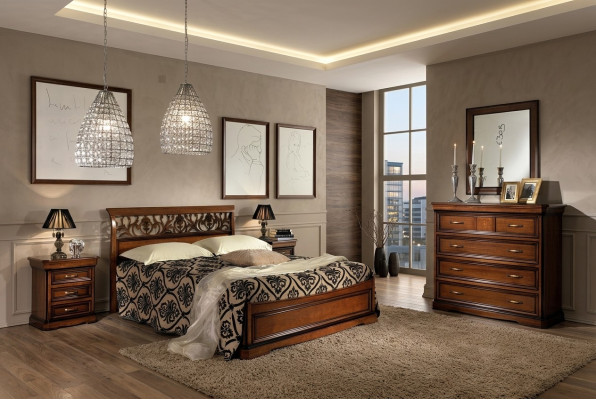 Schlafzimmer Möbel Set Garnitur Italienische Möbel Nachttisch Massives Holz 3tlg