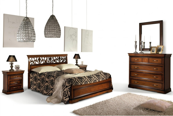 Schlafzimmer Möbel Set Garnitur Italienische Möbel Nachttisch Massives Holz 3tlg