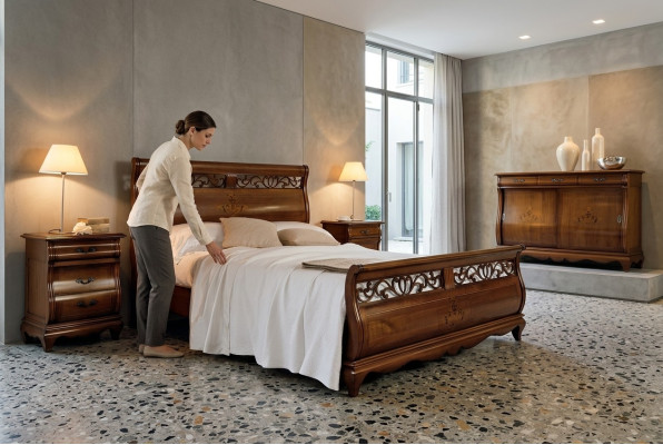 Doppelbett 2 Nachttische Massivholz Schlafzimmermöbel Massivholz Set Neu