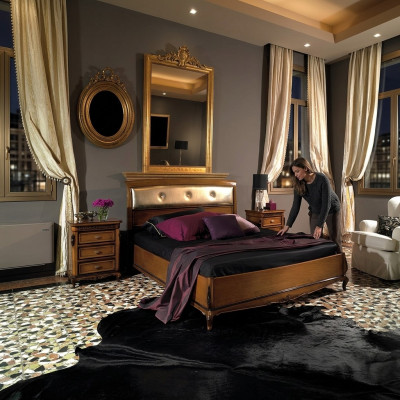 Doppelbett Betten Schlafzimmer Möbel Massivholz Vaccari cav giovanni Bett Neu