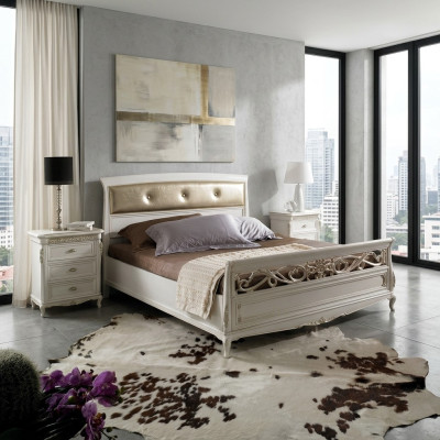 Schlafzimmer Möbel Einrichtung 3tlg. Set Komplett Bett Nachttischen Italien Neu