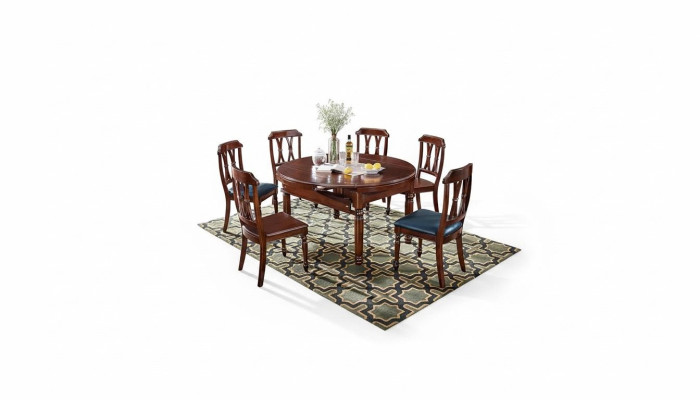 Garnitur Komplett Set Esstisch + 6 Stühle Esszimmer Gruppe Holz Tisch