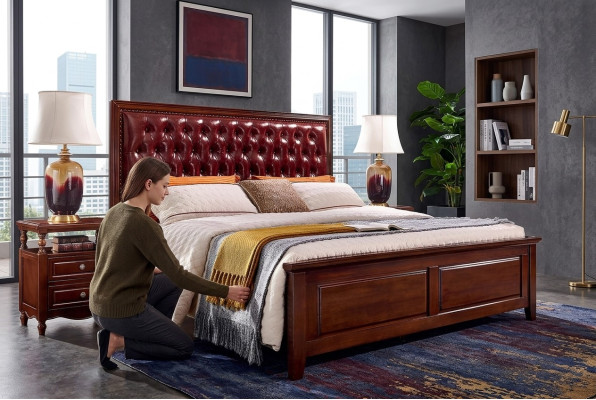 Doppelbett Schlafzimmer Holz Polster Bettrahmen Möbel Design Barock