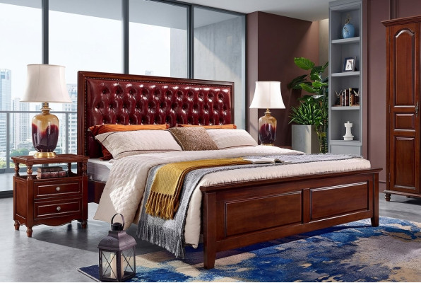 Doppelbett Schlafzimmer Holz Polster Bettrahmen Möbel Design Barock