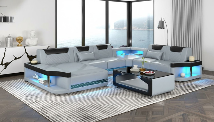 Ecksofa U Form+Couchtisch Modernes Polster Wohnzimmer Möbel Ecksofa Design Sofa