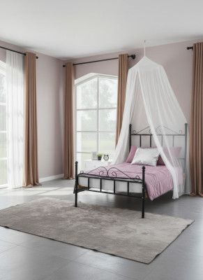 Himmelbett Metall Bett Schlafzimmer Set Nachttisch Weiß Möbel Schlafzimmer 2tlg